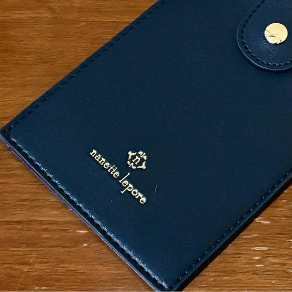 Nanette Lepore| Blue Leather Crossbody Purse Cell Phone ID Passport Bag 7  x 4” - Picture 3 of 4